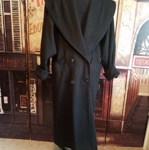 Heavy weight full length black wool coat